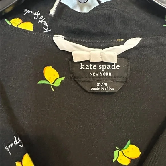 NWT Kate Spade Modal Short Set, Medium, Black Piped w/lemons - Picture 4 of 8